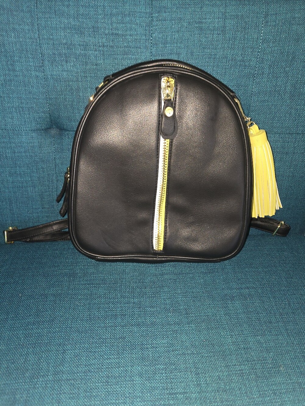 NWOT Steve Madden Black Mini Backpack with Yellow Tassel